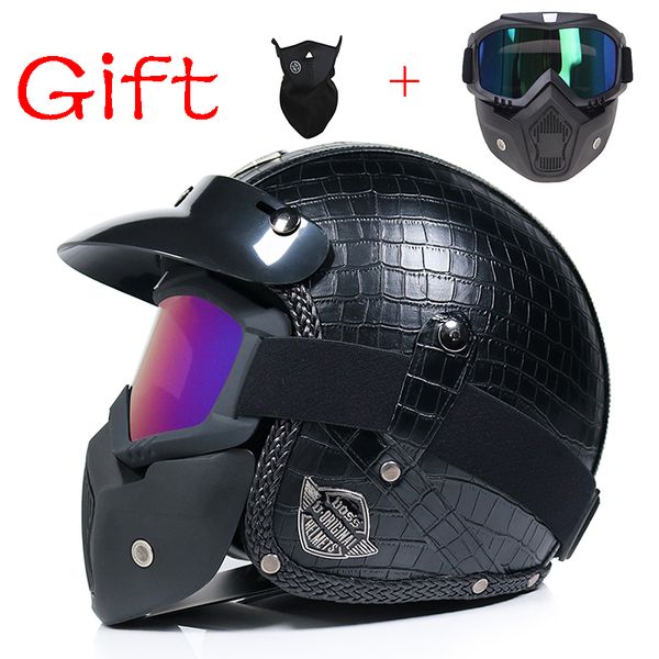 

pu leather helmets 3/4 motorcycle chopper bike helmet open face vintage motorcycle helmet