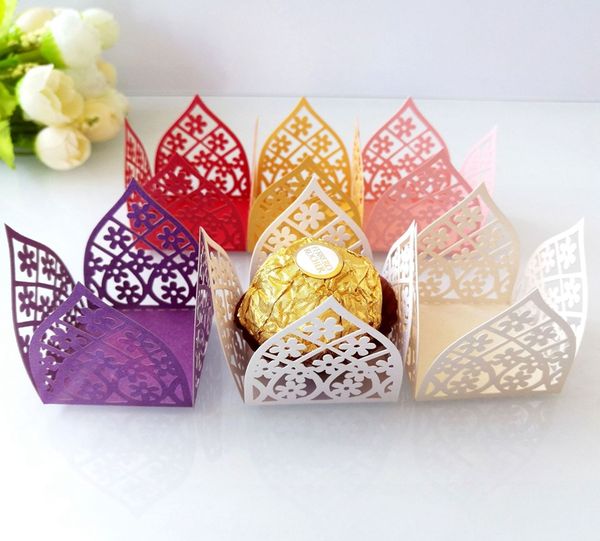 

50pcs heart flower laser cut wedding gifts for guests candy box chocolate bar birthday party decorations c1119