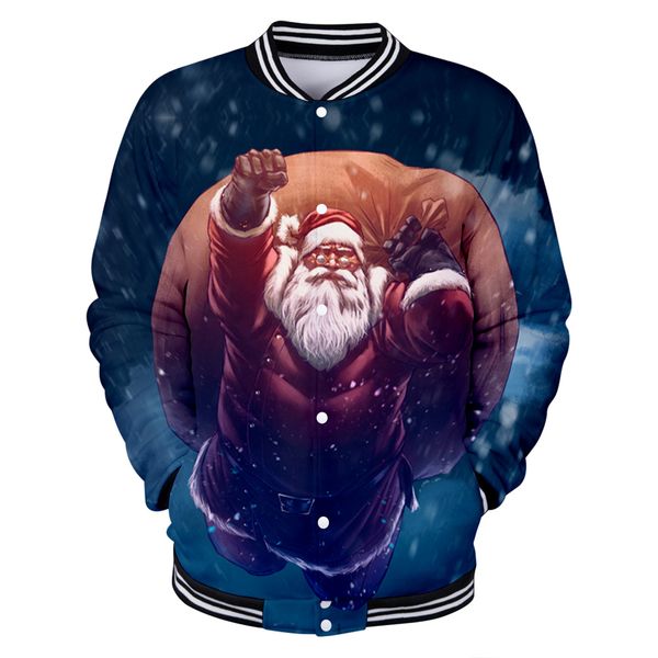

christmas 3d printed casual hip hop harajuku slim baseball jacket fashion long-sleeved jacket trend casual baseball uniform, Black;brown