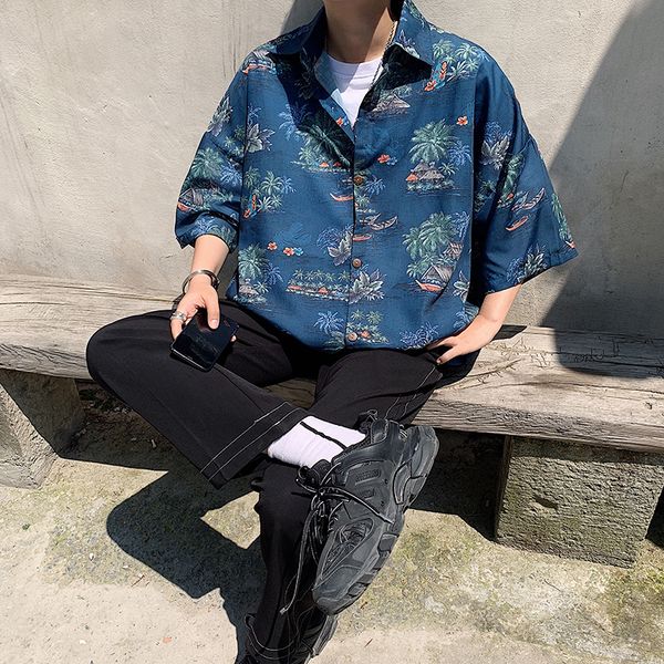 

2019 summer new listing european and american style trend couple casual wild cotton loose stripe creative shirt streetwear best, White;black