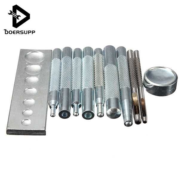 

11pcs/set metal leather craft tool die hole punch snap fastener installation kit rivet setter base set for diy leathercraft
