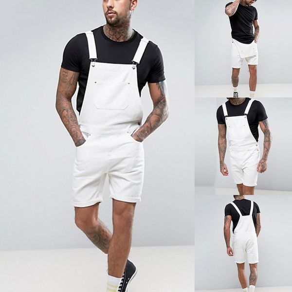 

2019 new men fashion slim fit denin jumpsuit casual jeans streetwear bib overall jumpsuit pocket suspender pants plus size, Blue