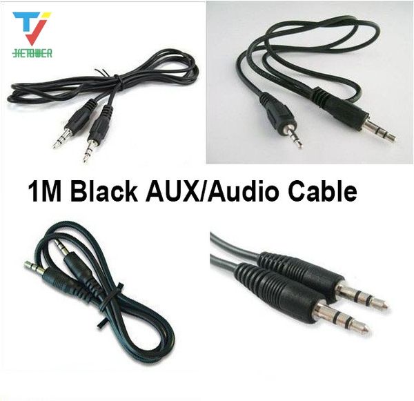 

500pcs/lot wholesale 1m 3.5 mm pin to 3.5 mm pin stero audio cable headphone jack black color
