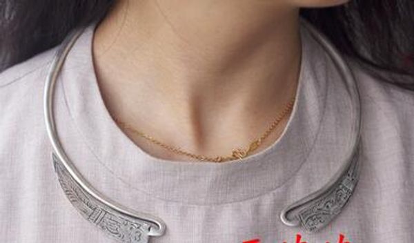 

yang liping retro miao silver collar men and women clavicle national handmade necklace long life lock thick manual thick collar
