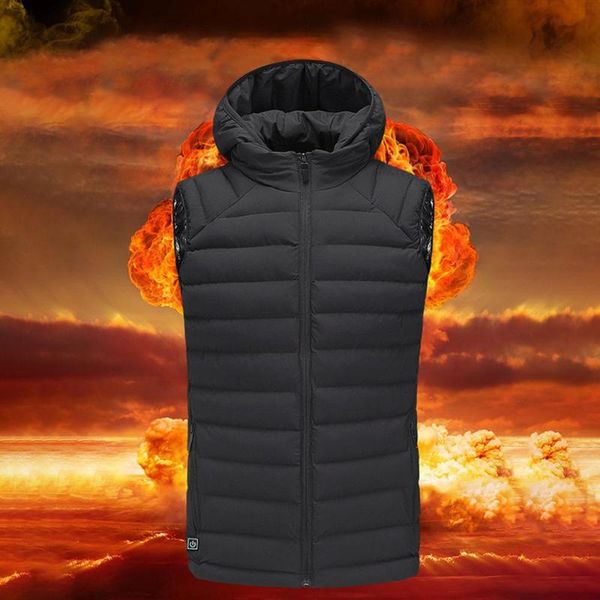 

outdoor t-shirts men women heated vest coat usb electric battery sleeveless heating hooded jackets warm winter thermal clothing, Gray;blue