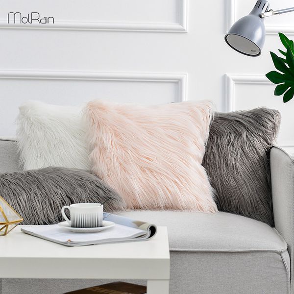 

длинные плюшевые наволочки пушистые подушки чехол теплый мягкий диван-кровать чехлы квадратной формы высокое качество бросить подушки челнок