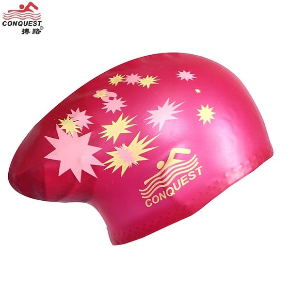 

fashion women's long hair cap extra-large no. profession training swimming pool silica gel printed waterproof swimming cap hair