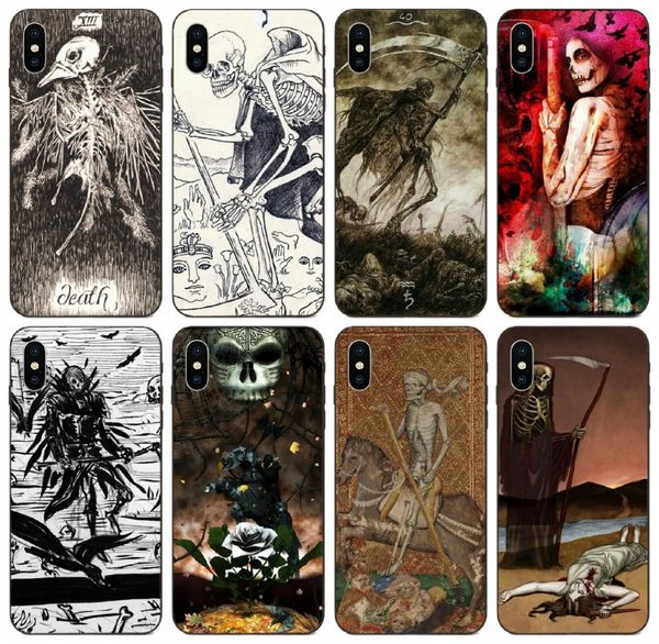 

[tongtrade] tarot cards death case for iphone 11 pro max x xs 8s 7s 6s 5s plus samsung note 2 3 4 5 8 9 honor 9 lite lg g3 case