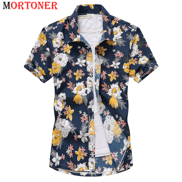

floral print fashion hawaiian shirt men 2020 summer short sleeve 5xl aloha shirts mens holiday vacation clothing chemise homme, White;black