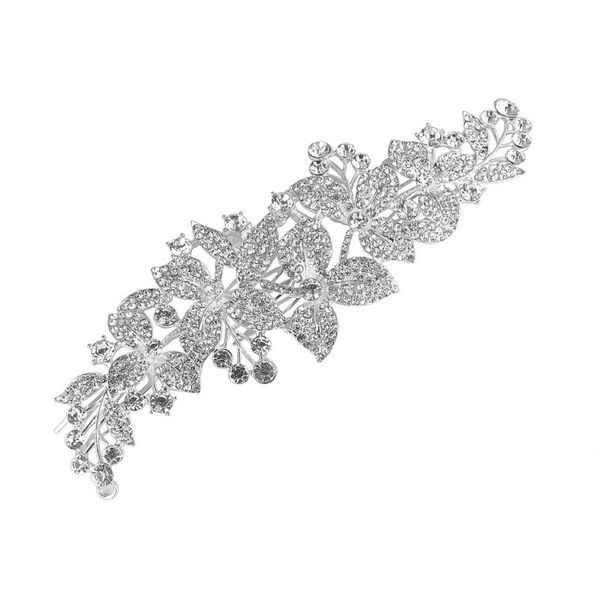

wedding party 17x5cm hairpins beaded flower leaf headwear of bride crown diamond headwear for bride acting initiation graduation rs-123, Golden;silver