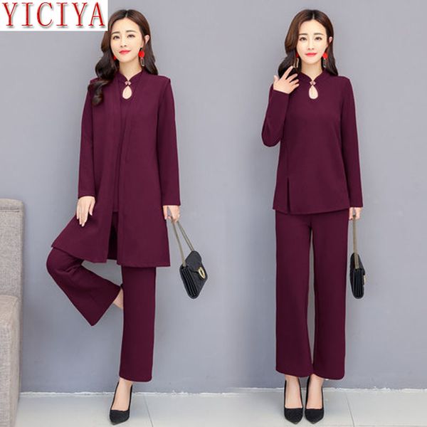 

women's tracksuits yiciya purple 3 piece suit women 2 set winter autumn outfits co-ord pants suits and clothes elegant plus size 5xl, Gray