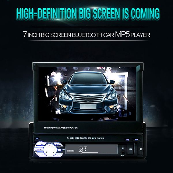 

7inch 2 din hd car radio mp5 player with digital touch screen bluetooth usb/tf/fm dvr/aux input support handscar charge gps
