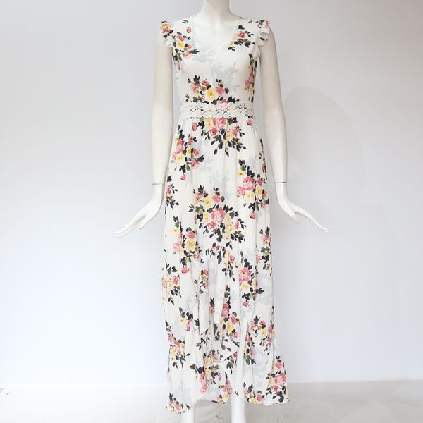 

lace chiffon dress 2018 new v neck lace summer long dress women vintage boho floral maxi backless beach tunic vestido, Black;gray