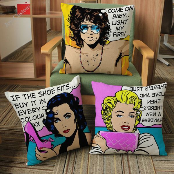

fashion style western stars figure and text pillow case creative home office sofa and chair decoration cushion cover