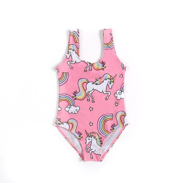 

2019 baby girls swimwear one piece swimsuit children's swimwear unicorn kids summer sport bathing suit cc871