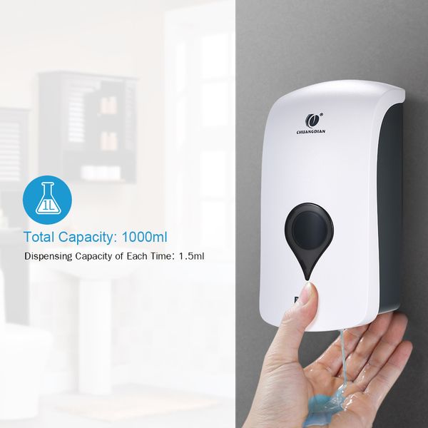 Chuangdian 1000ml Wall Mounted Soap Dispenser Duche Gel Líquido Shampoo Dispenser Titular para banheiro Hotel Hotel T200427