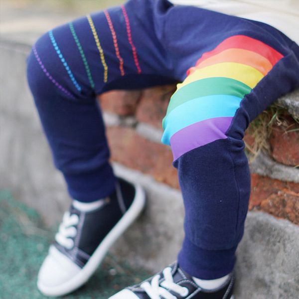 

enkelibb fashion boys straights pants kids rainbow print bottoms girls spring bottoms european american style children, Blue