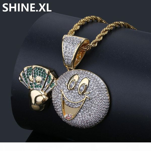 

emoji face money dollar cash necklace&pendant charms for men gold color cubic zircon gift hip hop jewelry, Silver