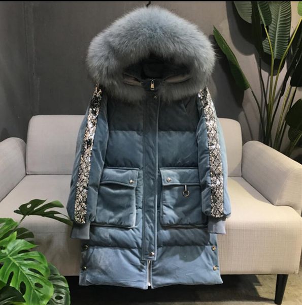 

2019 new winter women thick jacket coats hooded fur collar down coat long jacket female parkas mujer coats r1849, Black
