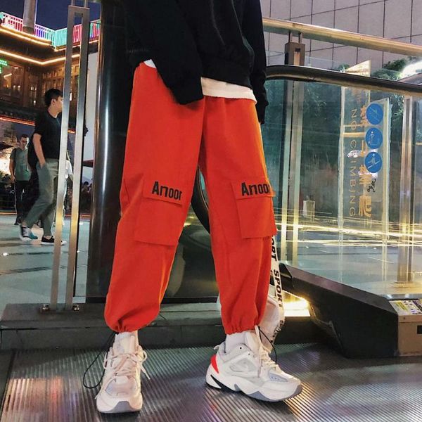 

доссан мужская мода спортивные брюки для хип-хоп причинно-следственных пробегов брюки-карго high street jogger новые черные красные карманны, Black