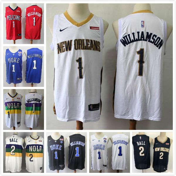 

mens vancouver new orleans pelicans 1 zion williamson jersey stitched 2 lonzo ballretro basketball city vintage edition jerseys, Black