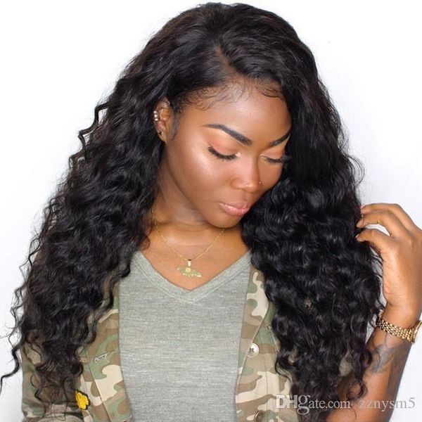 

full lace human hair wigs for women 180% silk base gluless full lace wigs pre plucked brazilian loose wave wig remy, Black