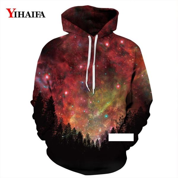 

mens womens 3d hoodies colorful galaxy forest star sweatshirt graphic casual coat pullover tracksuit outerwear, Black