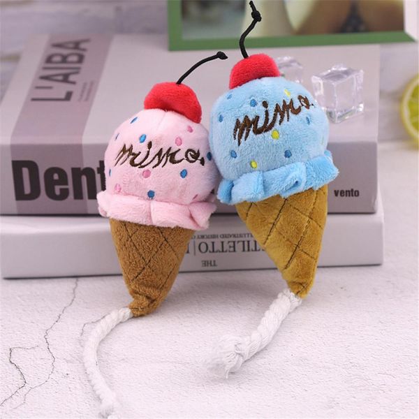 

1pc plush squeaky bone dog toys bite-resistant clean dog chew puppy training toy soft ice cream pet supplies