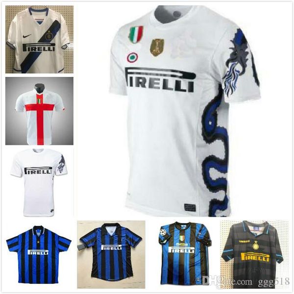 

1998 07 09 inter retro soccer jerseys ronaldo recoba classic shirt zamorano zanetti baggio simeone sousa kanu bergomi pilro vantage jersey, Black;yellow