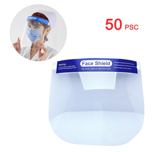 

50шт полный лицевой щиток Маски Защита от тумана пыли лицевой Щиток защитный чехол прозрачное лицо глаза протектор защитная маска