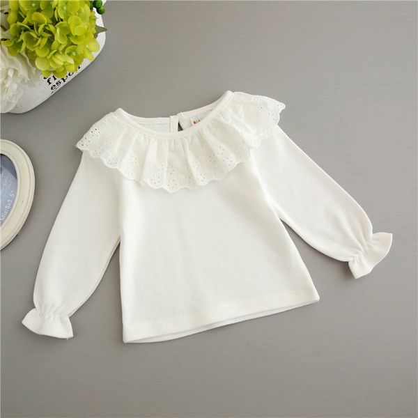 

girl ruffle princess summer girl shirt cotton white clothing long sleeved tees newborn baby clothing todder t-shirt, Blue