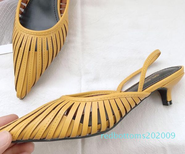 

designer women high heel sandals back strap cut-outs pointed toe shallow mouth stiletto slip on lady middle heel summer sandals r09, Black