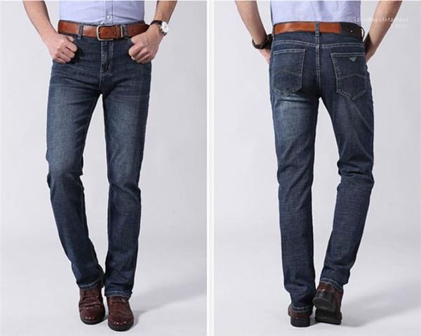 

designer mens stretch jeans spring long straight mid waist mens jeans homme clothing luxury, Blue