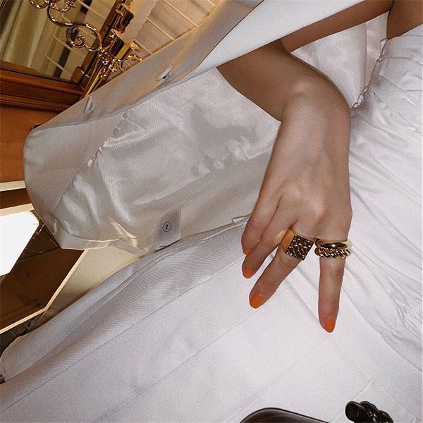 

huanzhi new trendy rings gold color metal wide version finger rings for women girls party travel concise jewelry gifts, Golden;silver