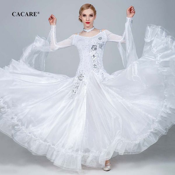 

Luxury Ballroom Dance Competition Dresses Tango Waltz Dress Flamenco Standard Dance Dresses D0800 Rhinestones Big Sheer Hem