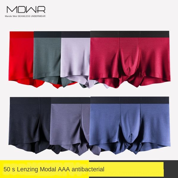 

50 traceless men's underwear under under modal boxer pants middle waist men's youth boxer pants breathable antibacterial, Black;white