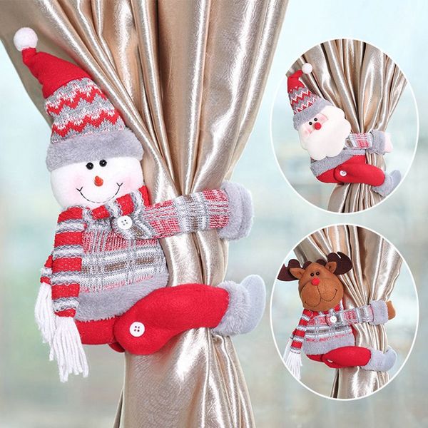 

2019 merry christmas cartoon santa claus snowman elk curtain snowman curtain buckle holder bedroom hook fastener clamp decor