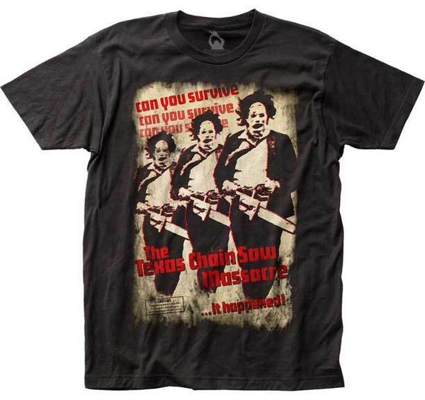 

the texas chainsaw massacre can you survive t shirt s-2xl new impact, White;black