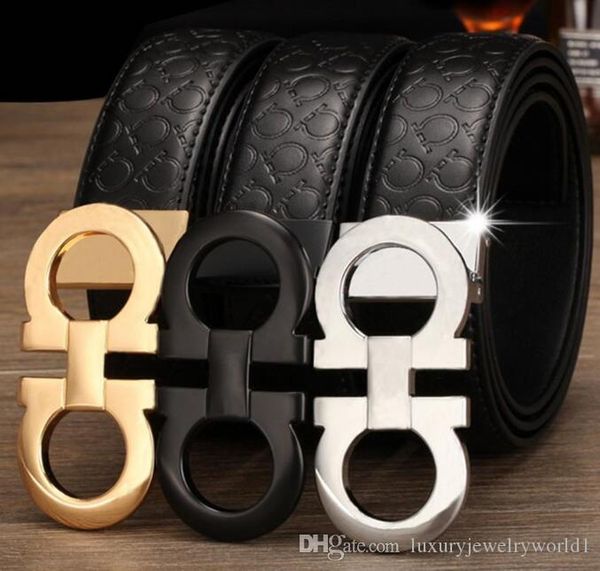 

2019 luxury designer belts for men gold black silver buckle male chastity belts fashion mens leather belt wholesale dropshipping epacket, Black;brown