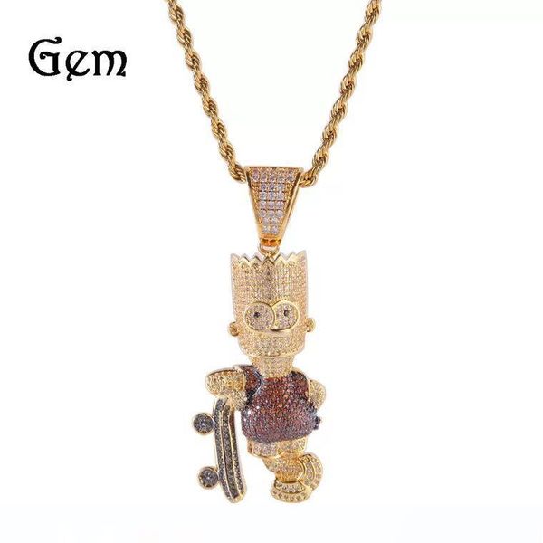 

хип-хоп мультфильм 3d simpson ожерелье iced out micro асфальтовая цвет циркон neckalce для мужчин подарочные ювелирные изделия, Silver