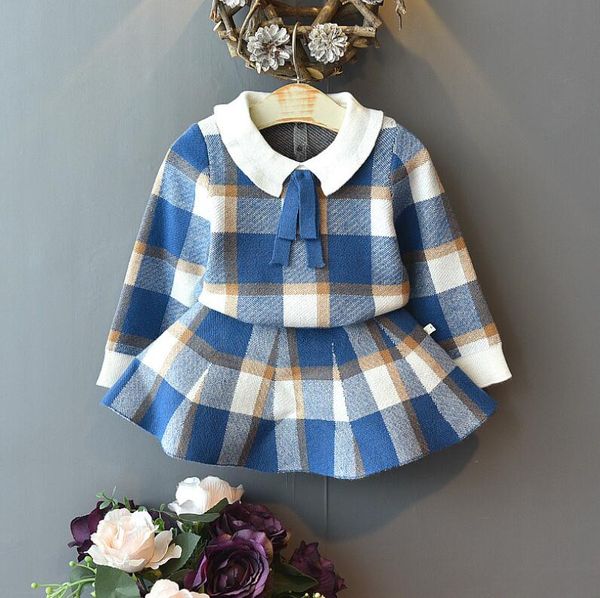 

fashion girls suits girls fall boutique clothing kids designer clothes girls outfits sweater+skirts kids sets kids clothes, White