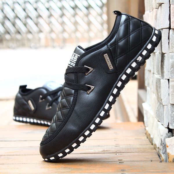 

2019 men's large size casual shoes england white shoes youth low to help business single, Black