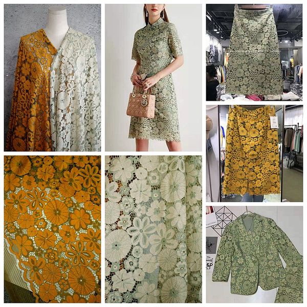 

high-end two-color lace women's dress cheongsam skirt sewing cloth car bone fabric, Pink;blue