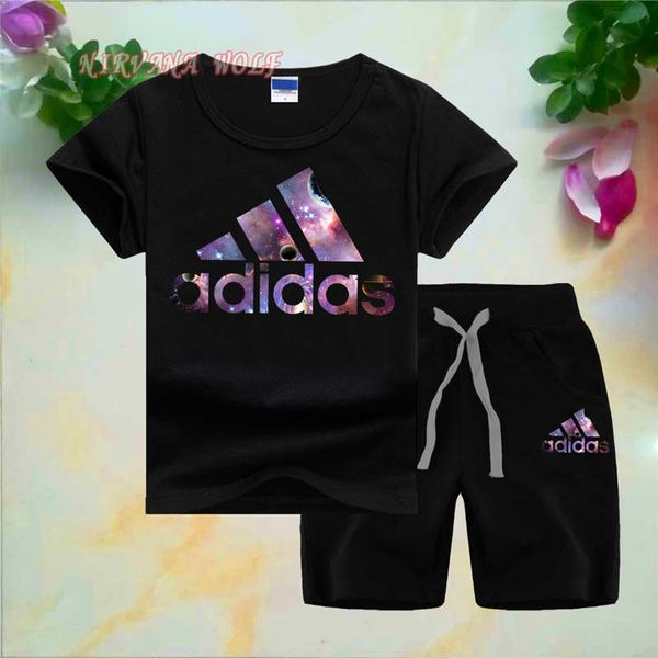 

adldas logo classic luxury designer boy set 2-7t newborn kids baby boys and girls t-shirt and pants 2pcs outfits set clothes, White