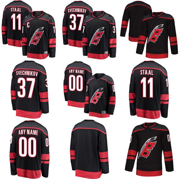

custom 2019 carolina hurricanes jersey andrei svechnikov de haan micheal ferland sebastian aho teuvo teravainen justin williams staal hockey, Black;red