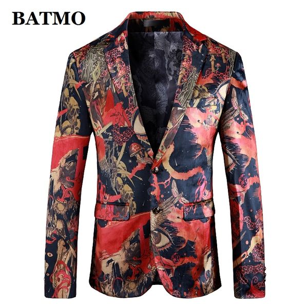 

batmo 2019 new arrival printed casual blazers men,men's casual suits,printed men's jackets plus-size 912, White;black