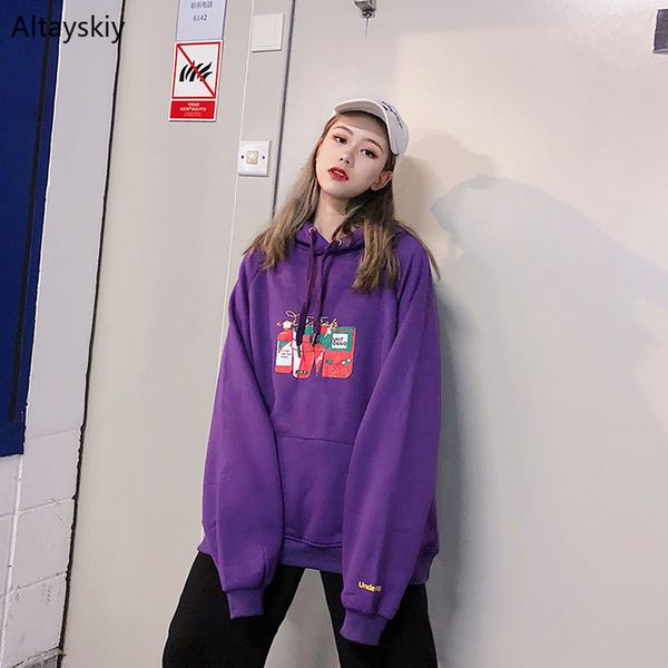 

hoodies women printed loose simple all-match ulzzang soft korean style pullovers womens trendy sweatshirts chic, Black