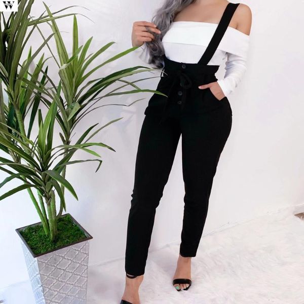 

2020 женский комбинезон без рукавов повседневный свободный сплошной длинный комбинезон комбинезон брюки брюки 2.26, Black;white