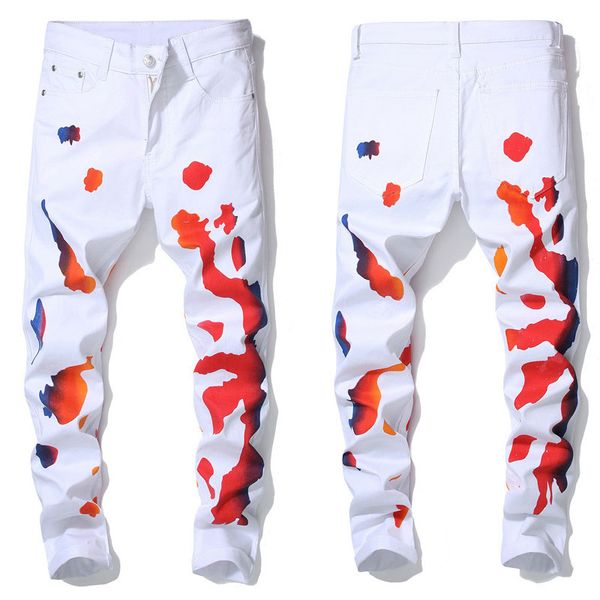 

italian style white color fashion skinny stretch casual men jeans new designer classical men jeans pants, Blue