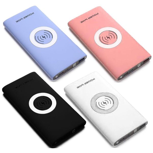 

portable ultra thin 10000mah smartphones wireless 5v 1a, 5v 2.1a fast charge power powerbank square 65% bank